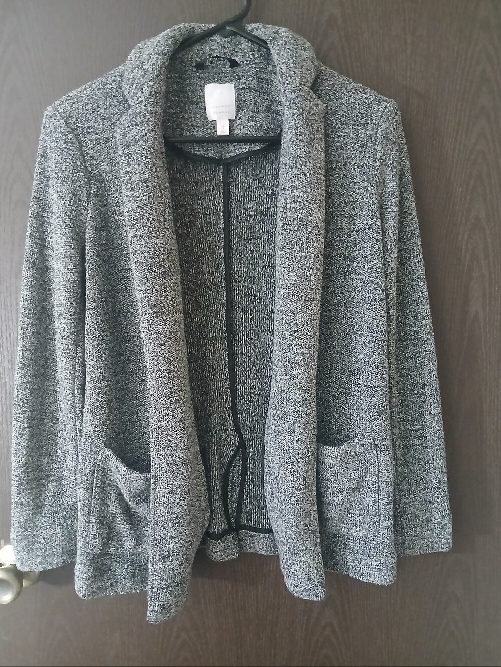 LC Lauren Conrad Gray Open-Front Knit Blazer Jacket